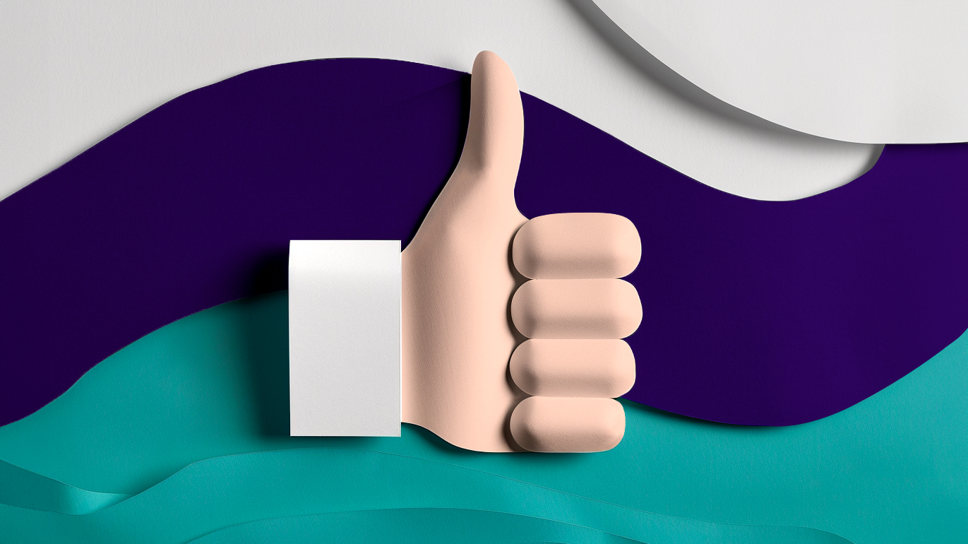 Das Bild zeigt ein Daumen-hoch-Emoji, sinnbildlich für Gemeinden, die Social Media nutzen.